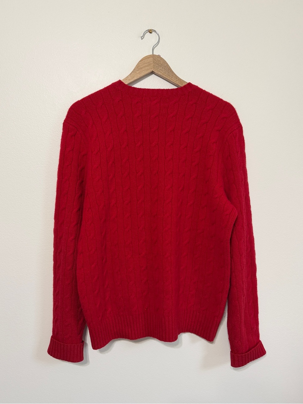 Ralph Lauren Cable Knit Wool Sweater Red Size Medium Women’s Relaxed Oversized - Picture 6 of 8